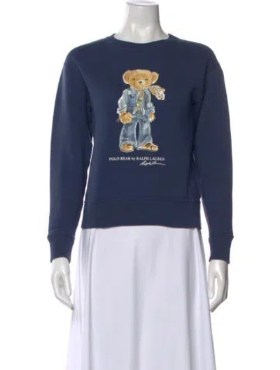 Pre-owned Polo Ralph Lauren Graphic Print Crew Neck Polo In Blue