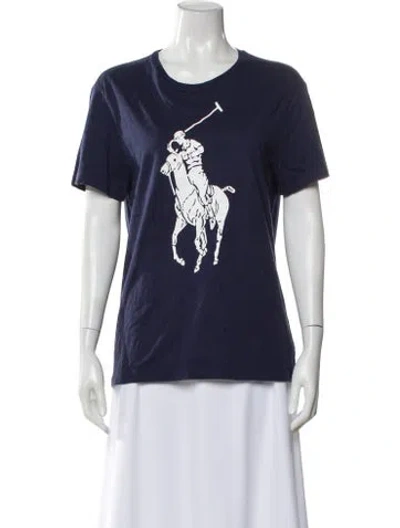 Pre-owned Polo Ralph Lauren Graphic Print Crew Neck Polo In Blue