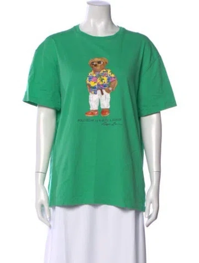 Pre-owned Polo Ralph Lauren Graphic Print Crew Neck Polo In Green