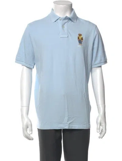 Pre-owned Polo Ralph Lauren Graphic Print Crew Neck Polo Shirt In Blue