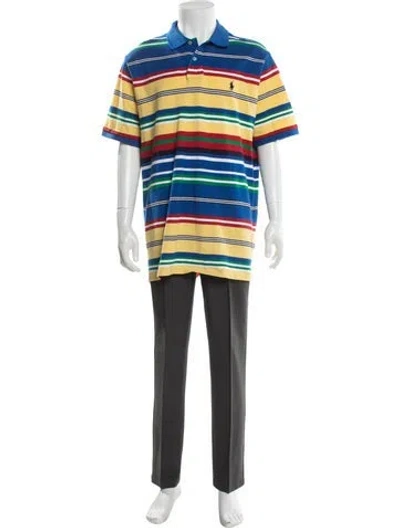Pre-owned Polo Ralph Lauren Graphic Print Crew Neck Polo Shirt In Blue