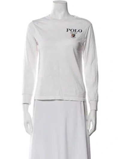 Pre-owned Polo Ralph Lauren Graphic Print Crew Neck Polo In White