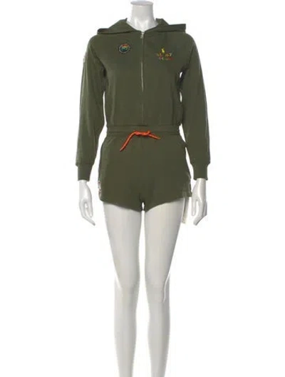 Pre-owned Polo Ralph Lauren Graphic Print Crew Neck Romper In Green