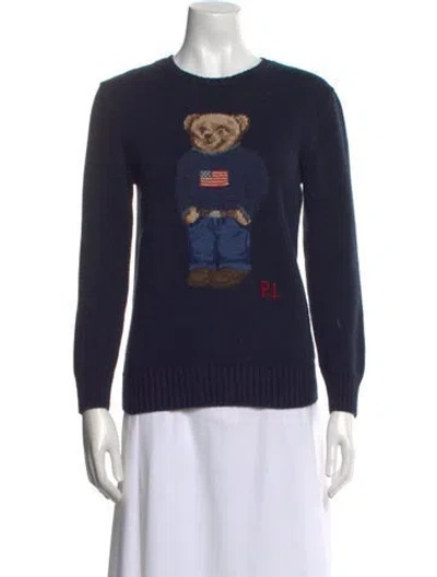 Pre-owned Polo Ralph Lauren Kids' Graphic Print Crew Neck Sweater In Blue