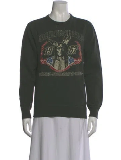 Pre-owned Polo Ralph Lauren Graphic Print Crew Neck Sweater In Green