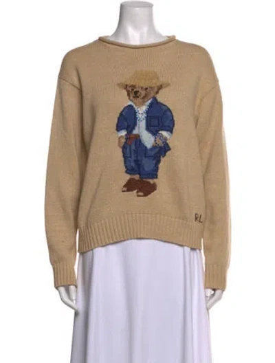 Pre-owned Polo Ralph Lauren Graphic Print Crew Neck Sweater In Neutrals