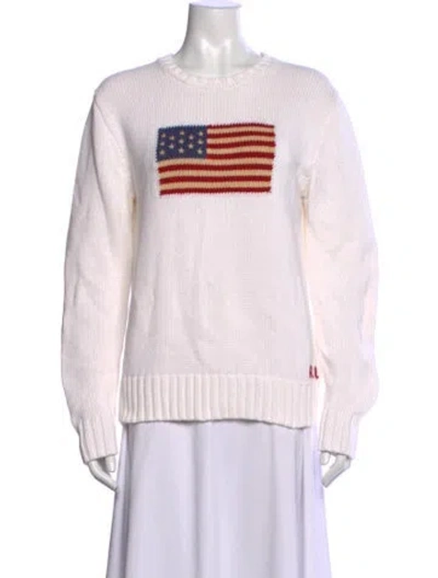 Pre-owned Polo Ralph Lauren Graphic Print Crew Neck Sweater In Pink