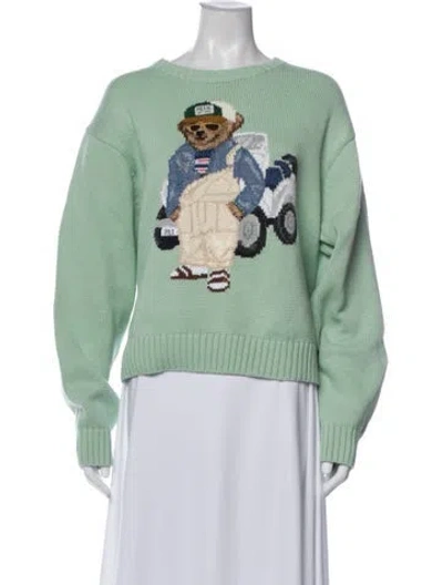 Pre-owned Polo Ralph Lauren Graphic Print Crew Neck Sweater W/ Tags In Green
