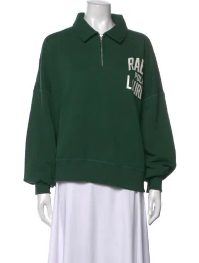 Pre-owned Polo Ralph Lauren Graphic Print Crew Neck Sweater W/ Tags In Green