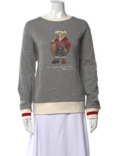 Pre-owned Polo Ralph Lauren Graphic Print Crew Neck Sweater W/ Tags In Grey