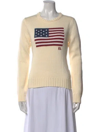 Pre-owned Polo Ralph Lauren Graphic Print Crew Neck Sweater W/ Tags In Neutral