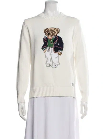 Pre-owned Polo Ralph Lauren Graphic Print Crew Neck Sweater W/ Tags In Neutral