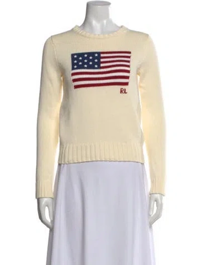 Pre-owned Polo Ralph Lauren Graphic Print Crew Neck Sweater W/ Tags In Neutral