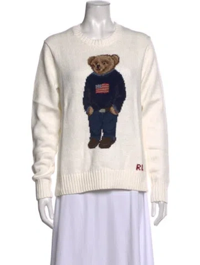 Pre-owned Polo Ralph Lauren Graphic Print Crew Neck Sweater W/ Tags In Neutrals