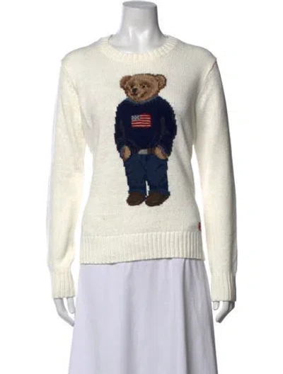 Pre-owned Polo Ralph Lauren Graphic Print Crew Neck Sweater W/ Tags In Neutrals