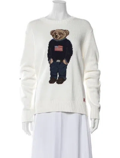Pre-owned Polo Ralph Lauren Graphic Print Crew Neck Sweater W/ Tags In Neutrals