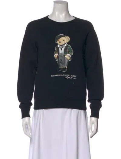 Pre-owned Polo Ralph Lauren Graphic Print Crew Neck Sweatshirt In Black
