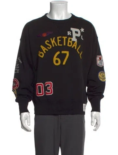 Pre-owned Polo Ralph Lauren Graphic Print Crew Neck Sweatshirt In Black