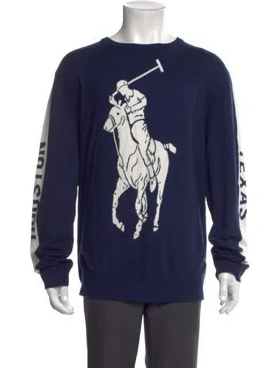 Pre-owned Polo Ralph Lauren Graphic Print Crew Neck Sweatshirt In Blue