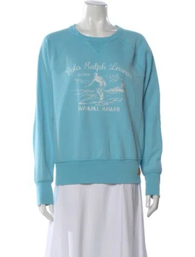 Pre-owned Polo Ralph Lauren Graphic Print Crew Neck Sweatshirt In Blue