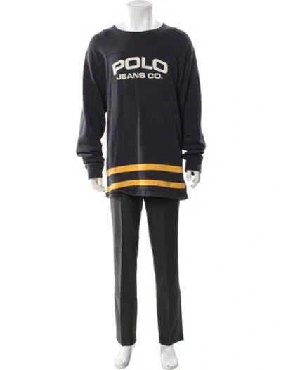 Pre-owned Polo Ralph Lauren Graphic Print Crew Neck Sweatshirt In Blue