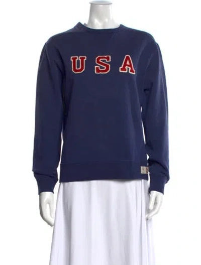 Pre-owned Polo Ralph Lauren Graphic Print Crew Neck Sweatshirt In Blue