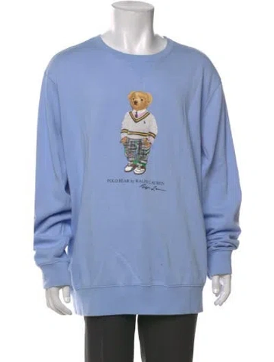 Pre-owned Polo Ralph Lauren Graphic Print Crew Neck Sweatshirt In Blue