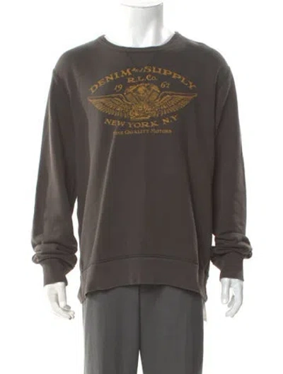 Pre-owned Polo Ralph Lauren Graphic Print Crew Neck Sweatshirt In Gray