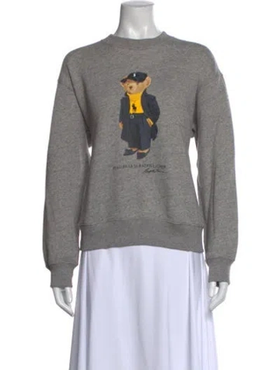 Pre-owned Polo Ralph Lauren Graphic Print Crew Neck Sweatshirt In Gray