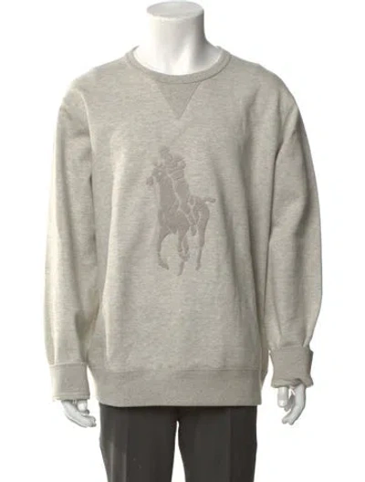 Pre-owned Polo Ralph Lauren Graphic Print Crew Neck Sweatshirt In Gray