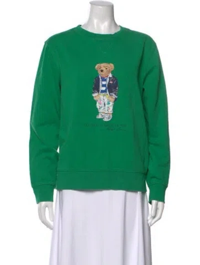 Pre-owned Polo Ralph Lauren Graphic Print Crew Neck Sweatshirt In Green