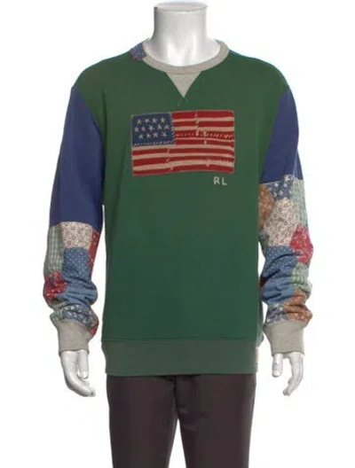 Pre-owned Polo Ralph Lauren Graphic Print Crew Neck Sweatshirt In Green