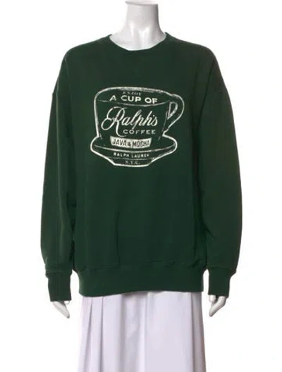 Pre-owned Polo Ralph Lauren Graphic Print Crew Neck Sweatshirt In Green