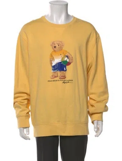 Pre-owned Polo Ralph Lauren Graphic Print Crew Neck Sweatshirt In Yellow