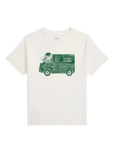 Polo Ralph Lauren Kids' Graphic-print Crew-neck T-shirt In White