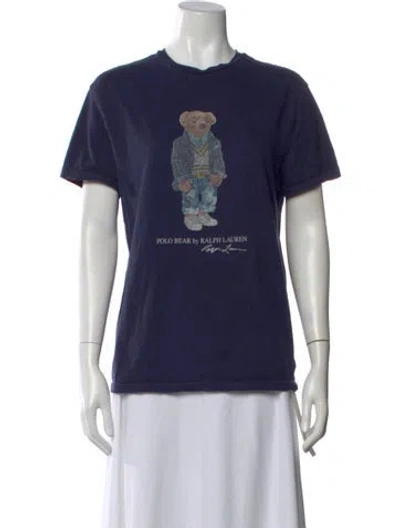 Pre-owned Polo Ralph Lauren Graphic Print Crew Neck T-shirt In Blue