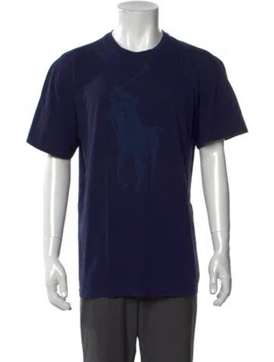 Pre-owned Polo Ralph Lauren Graphic Print Crew Neck T-shirt In Blue