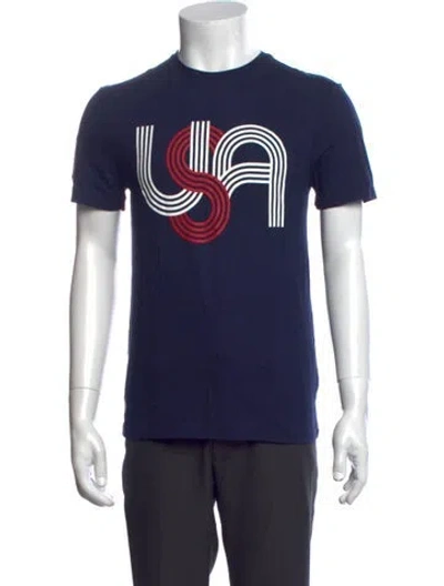 Pre-owned Polo Ralph Lauren Graphic Print Crew Neck T-shirt In Blue