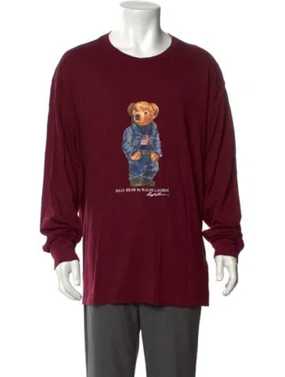 Pre-owned Polo Ralph Lauren Graphic Print Crew Neck T-shirt In Burgundy