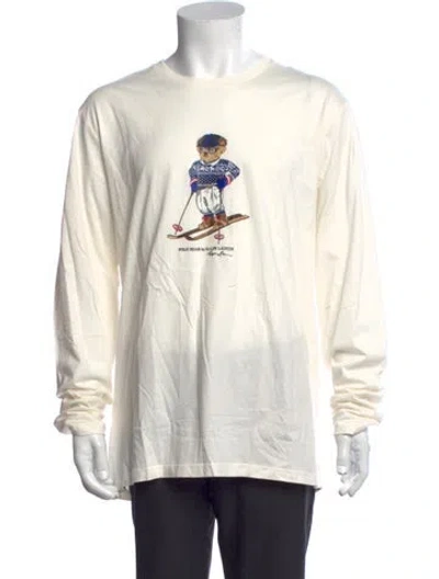 Pre-owned Polo Ralph Lauren Graphic Print Crew Neck T-shirt In Neutrals/white