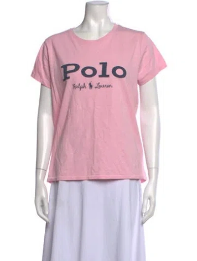Pre-owned Polo Ralph Lauren Graphic Print Crew Neck T-shirt In Pink