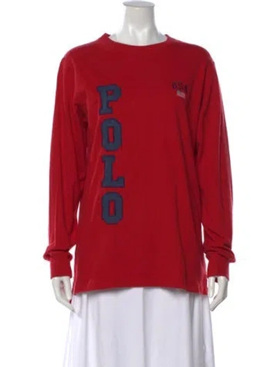 Pre-owned Polo Ralph Lauren Graphic Print Crew Neck T-shirt In Red