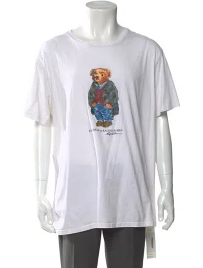 Pre-owned Polo Ralph Lauren Graphic Print Crew Neck T-shirt In White