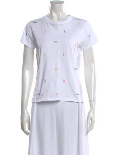 Pre-owned Polo Ralph Lauren Graphic Print Crew Neck T-shirt In White