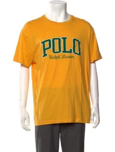 Pre-owned Polo Ralph Lauren Graphic Print Crew Neck T-shirt In Yellow