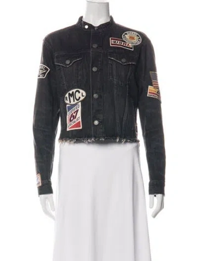 Pre-owned Polo Ralph Lauren Graphic Print Denim Jacket In Black