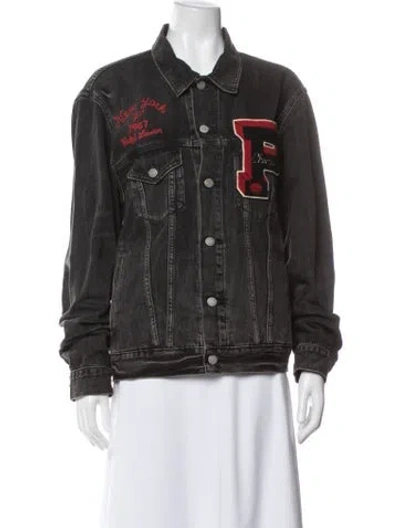Pre-owned Polo Ralph Lauren Graphic Print Denim Jacket In Multi