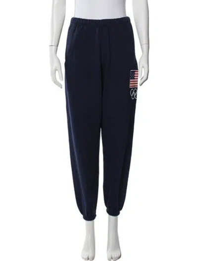 Pre-owned Polo Ralph Lauren Graphic Print Embroidered Accent Sweatpants In Blue