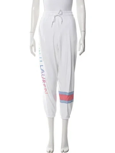 Pre-owned Polo Ralph Lauren Graphic Print Embroidered Accent Sweatpants In White