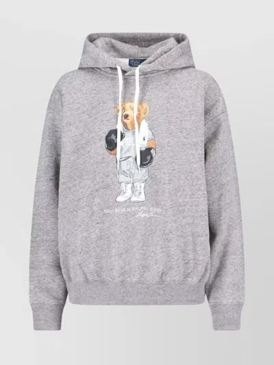 Polo Ralph Lauren Graphic Print Hooded Knitwear Drawstring In Gold